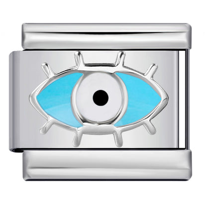 Star Eye Stamped Enamel Italian Charm Stainless Steel