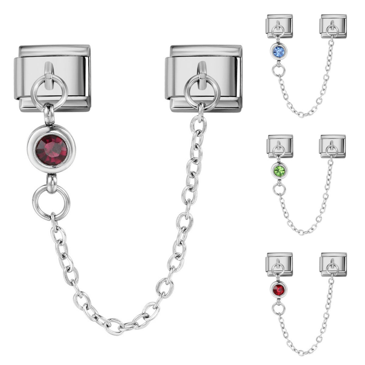 Double hook 12 birthstone Italian module bracelet, creative DIY elastic splicing stainless steel strap chain