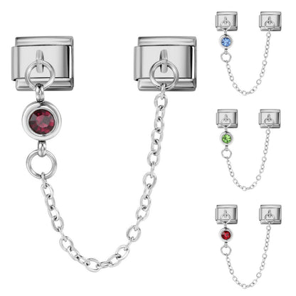 Double hook 12 birthstone Italian module bracelet, creative DIY elastic splicing stainless steel strap chain