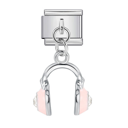Silver Base Micro Pave Zircon Cute Pendant Italian Charm Links
