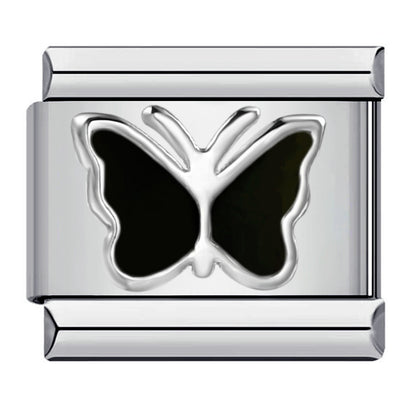 Stainless steel heart butterfly stamped pattern colorful enamel diy italian charm