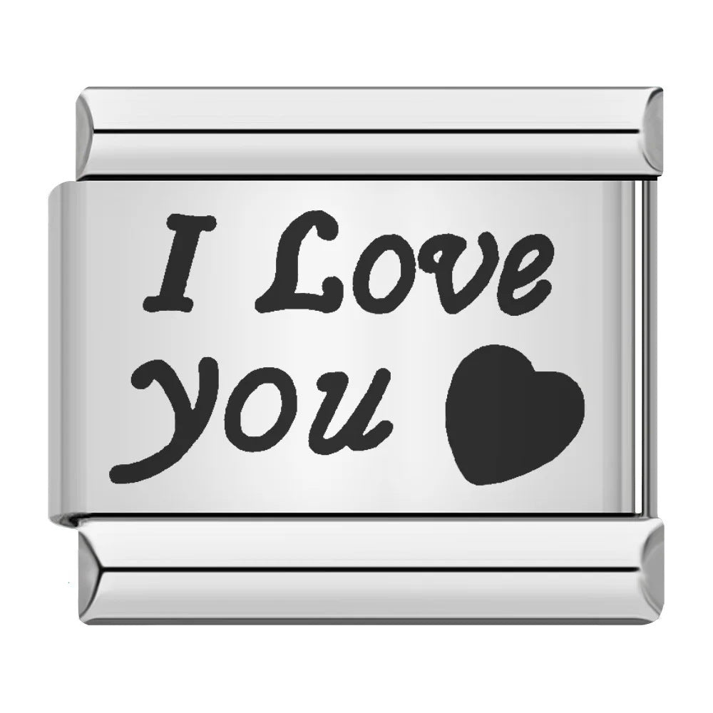 Laser Engraved Pattern Stainless Steel Italian Charm Links