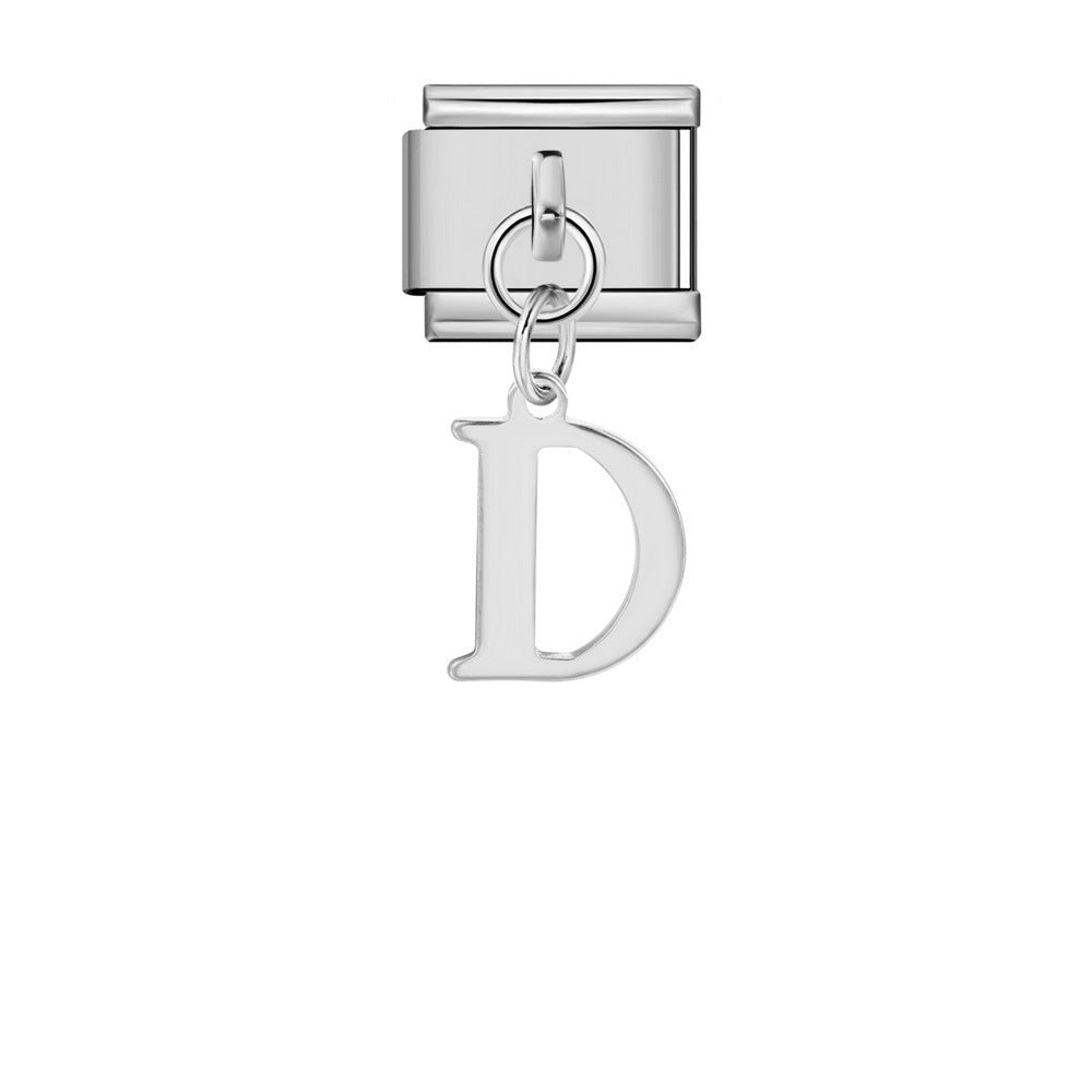 Silver minimalist letter Italian module bracelet, stainless steel handmade DIY hook elastic splicing bracelet accessories
