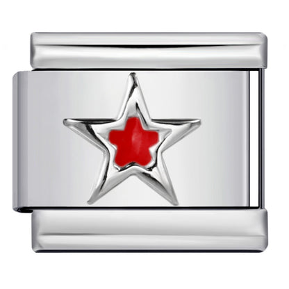 Star Eye Stamped Enamel Italian Charm Stainless Steel