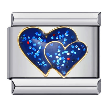 Blue stainless steel welding pattern Italian module bracelet, gold-plated oil drip free combination splicing bracelet