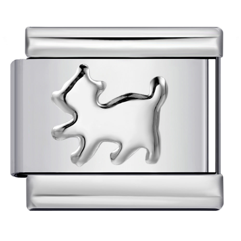 Convex Silver Stamped Italian Charm Stainless Steel