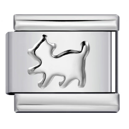 Convex Silver Stamped Italian Charm Stainless Steel