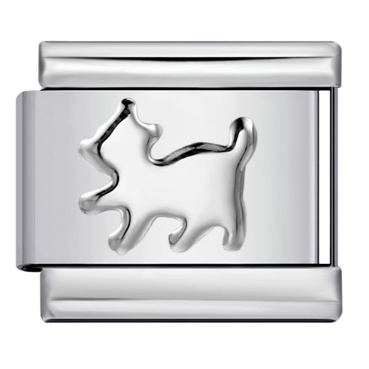 Convex Silver Stamped Italian Charm Stainless Steel