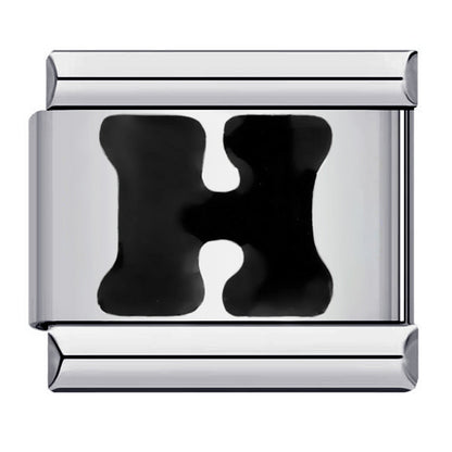 Black Letter Italian Charm Bracelet Stainless Steel