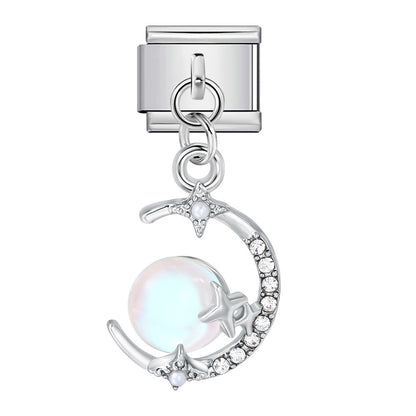 Silver Base Micro Pave Zircon Cute Pendant Italian Charm Links