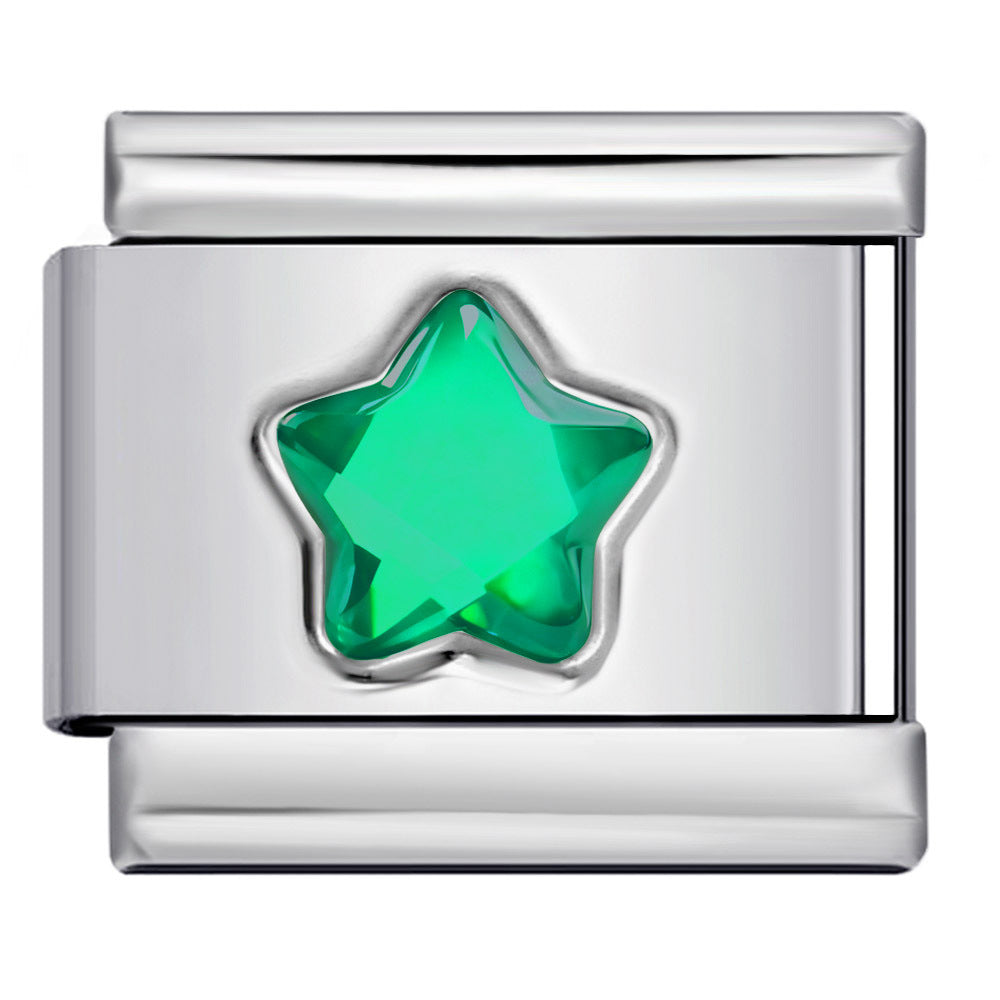 Five Pointed Star Color Rhinestone Birthstone Italian Charm Links