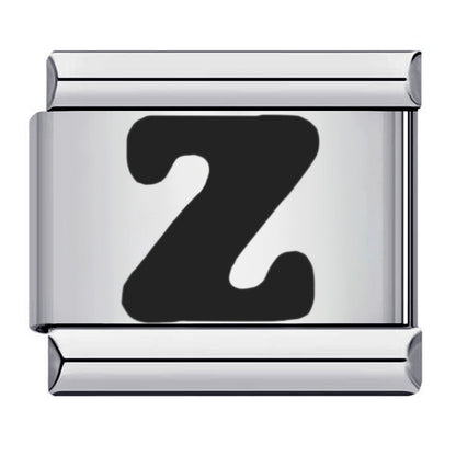 Black Letter Italian Charm Bracelet Stainless Steel