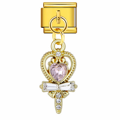 Love flower pendant Italian module bracelet, single hook stainless steel elastic splicing strap chain