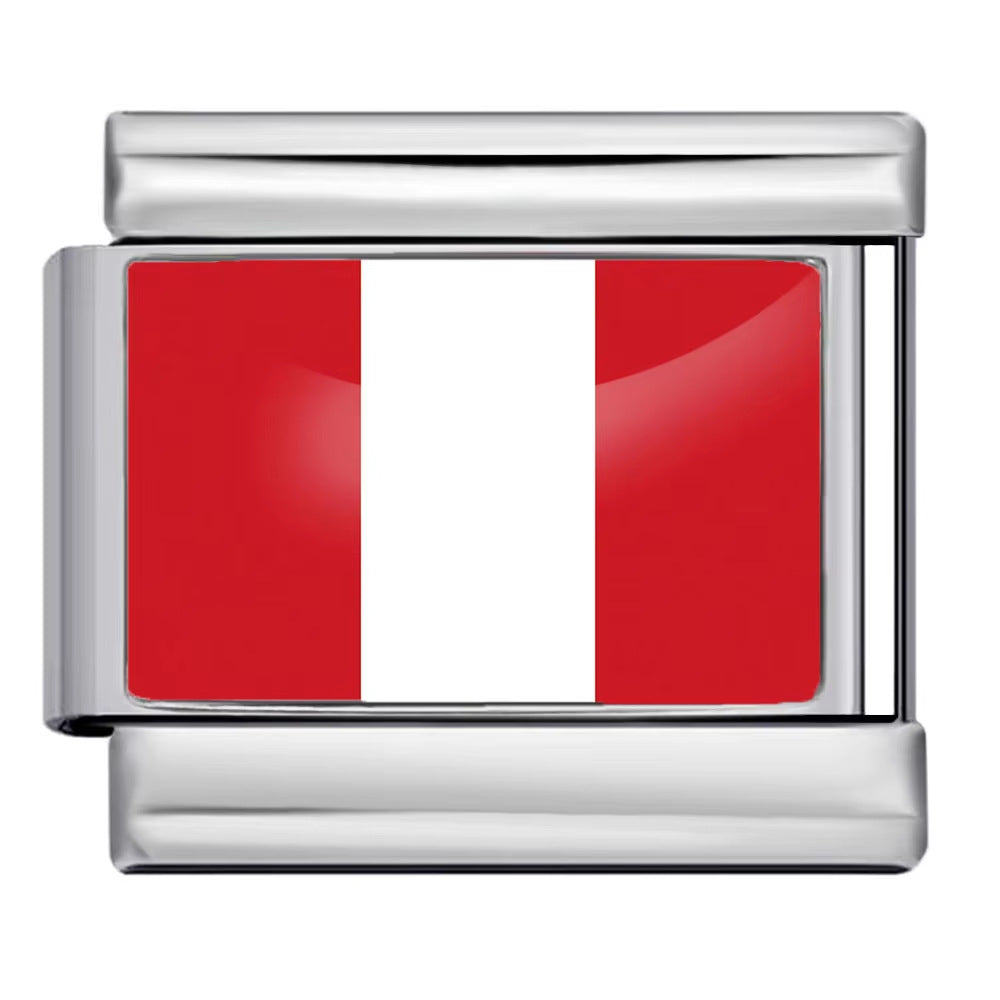 Hot-selling new world flag photo epoxy series stainless steel diy italian module bracelet accessories wholesale