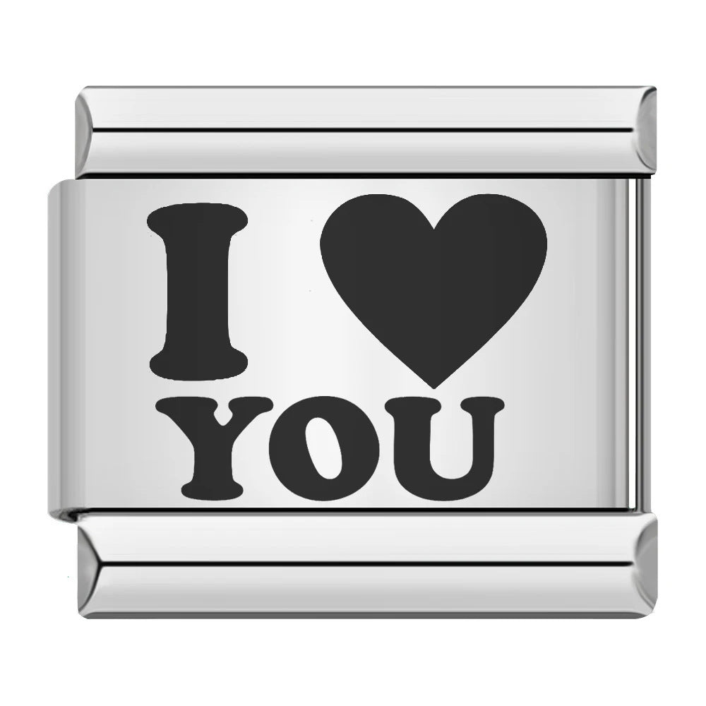 Cross-border hot-selling laser engraving heart-shaped series, stainless steel handmade DIY Italian module bracelet wholesale