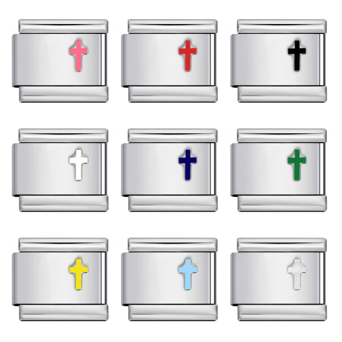 Color Enamel Stamped Stainless Steel Italian Charms