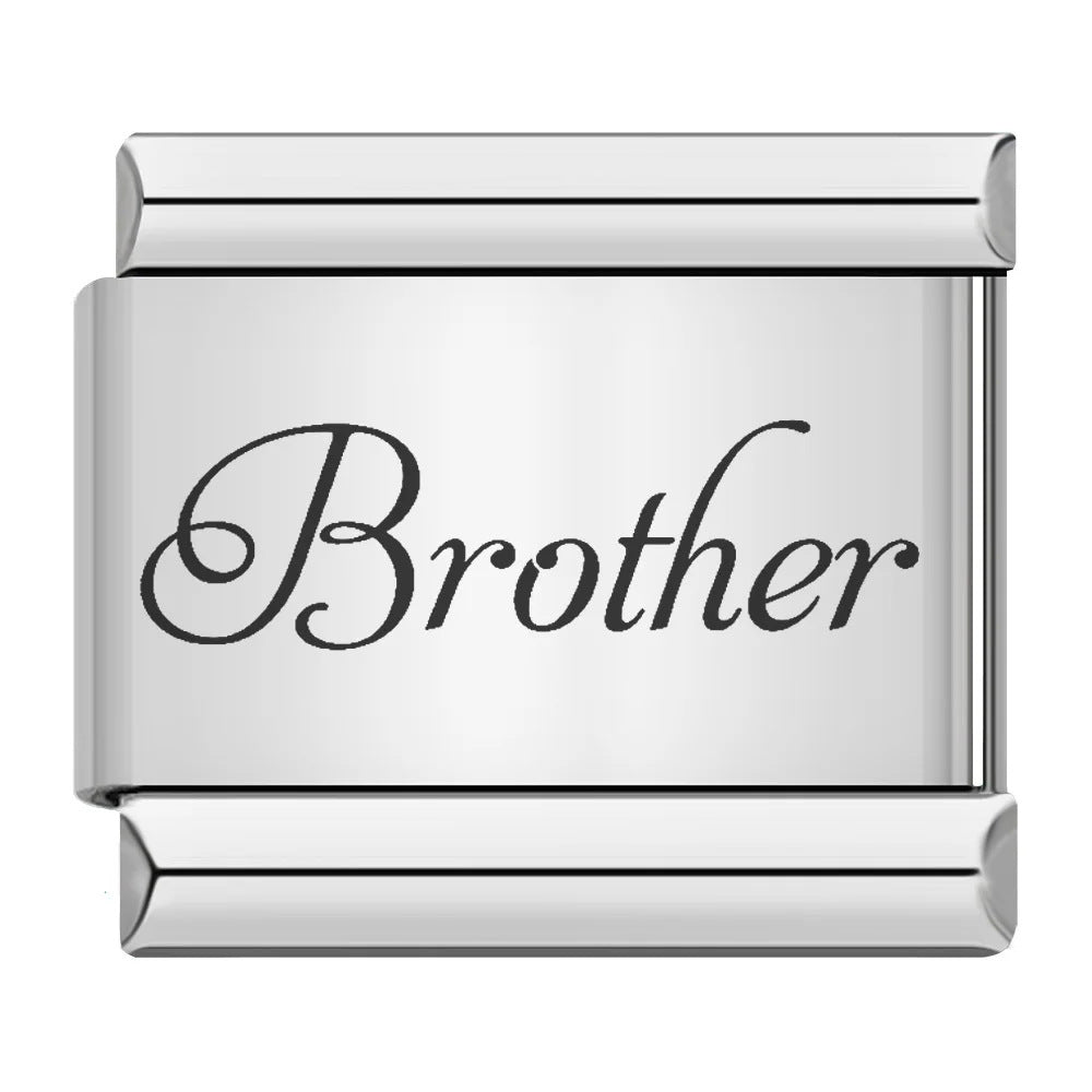 Family series english word pattern italian module bracelet stainless steel laser engraved diy bracelet