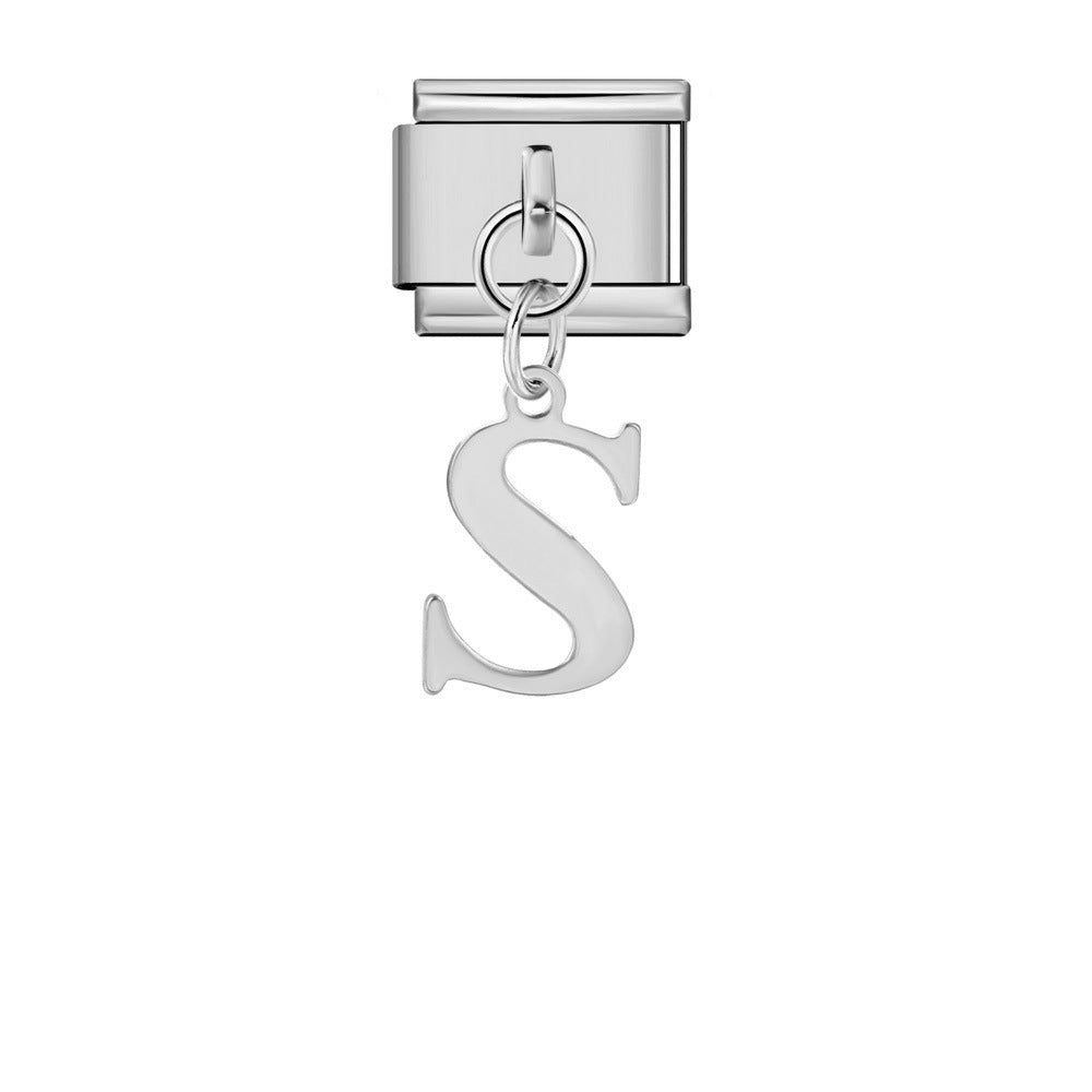 Silver minimalist letter Italian module bracelet, stainless steel handmade DIY hook elastic splicing bracelet accessories