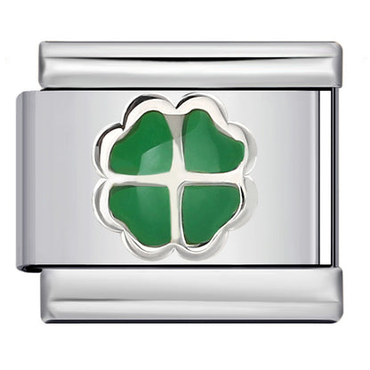 Color Enamel Four Leaf Clover Stainless Steel Italian Charm Links