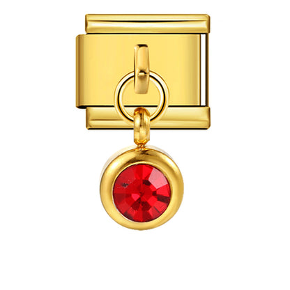 Colorful birthstone gold and silver base round pendant italian module stainless steel hook fashionable versatile bracelet