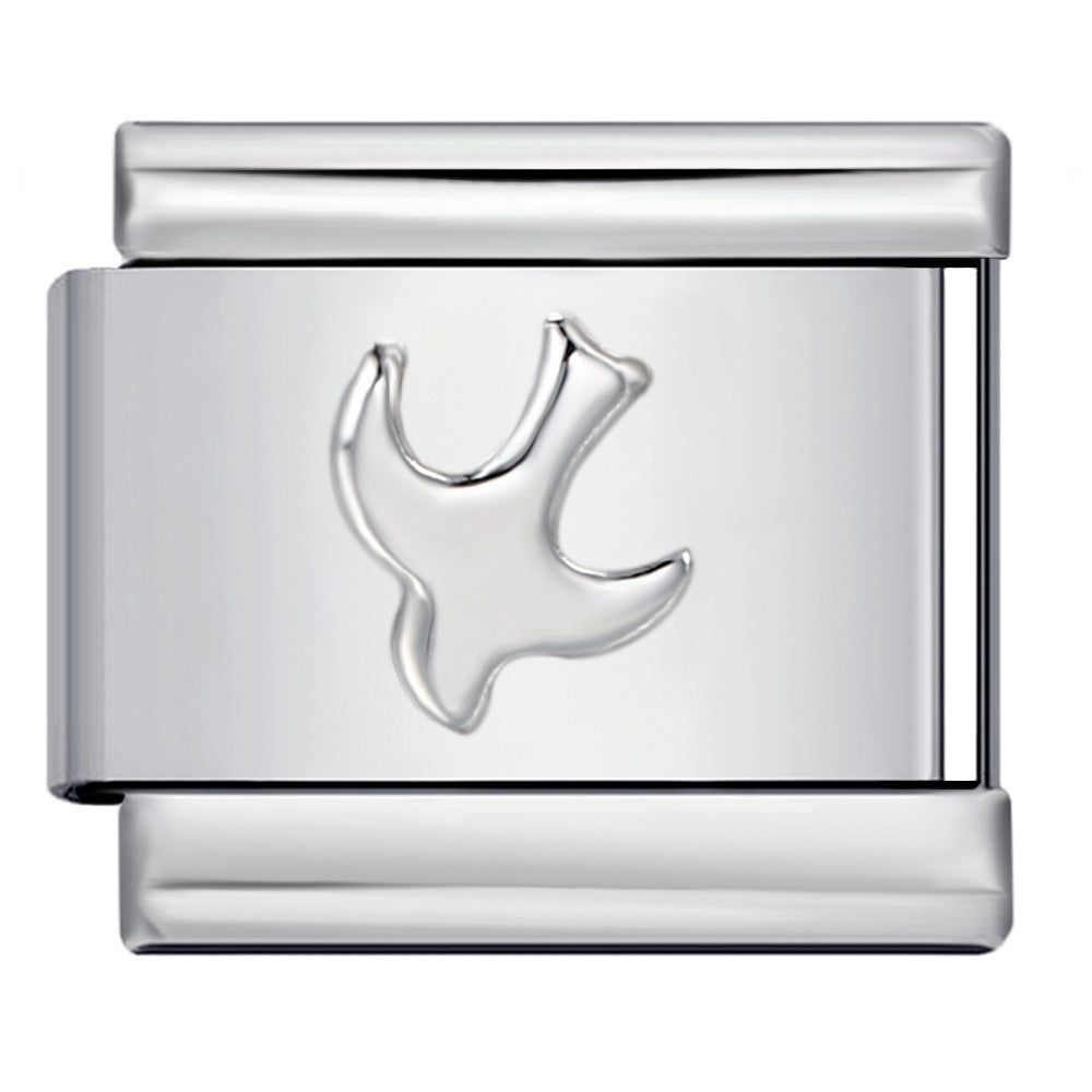 Convex Silver Stamped Italian Charm Stainless Steel