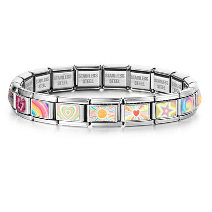 New colorful pattern Italian module bracelet DIY splicing stainless steel bracelet strap chain accessories