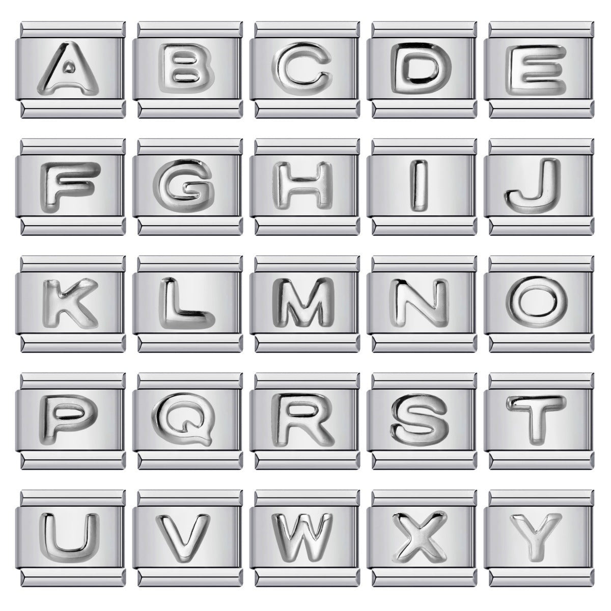 Cross-border explosive convex English alphabet collection series, stainless steel gold-plated DIY Italian module bracelet