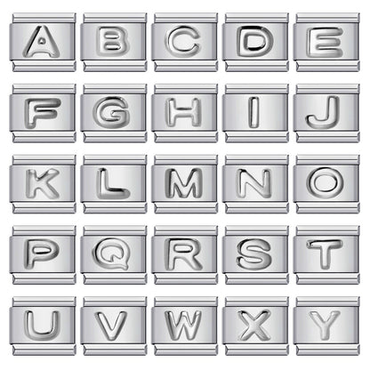 Cross-border explosive convex English alphabet collection series, stainless steel gold-plated DIY Italian module bracelet