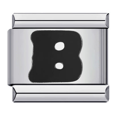 Black Letter Italian Charm Bracelet Stainless Steel