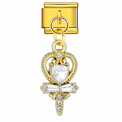 Love flower pendant Italian module bracelet, single hook stainless steel elastic splicing strap chain