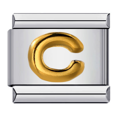 Cross-border explosive convex English alphabet collection series, stainless steel gold-plated DIY Italian module bracelet