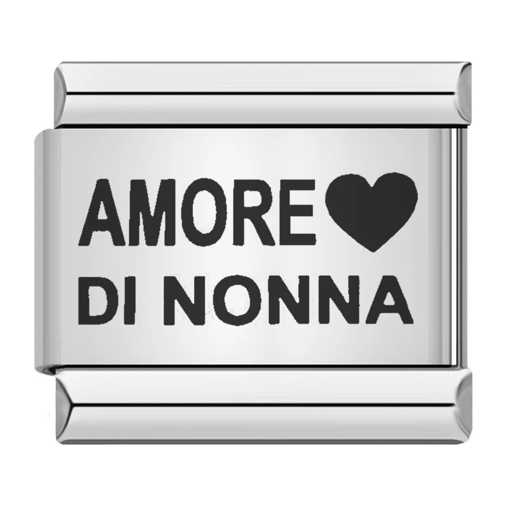 Laser Engraved Pattern Stainless Steel Italian Charm Links
