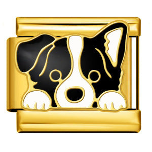 Pet Dog Italian Charm Gold Silver Enamel Stainless Steel
