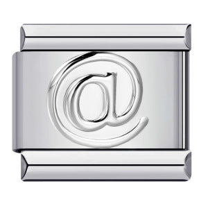 Convex Silver Stamped Italian Charm Stainless Steel