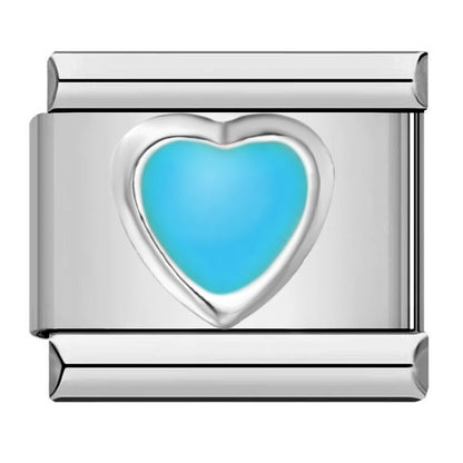Stainless steel heart butterfly stamped pattern colorful enamel diy italian charm