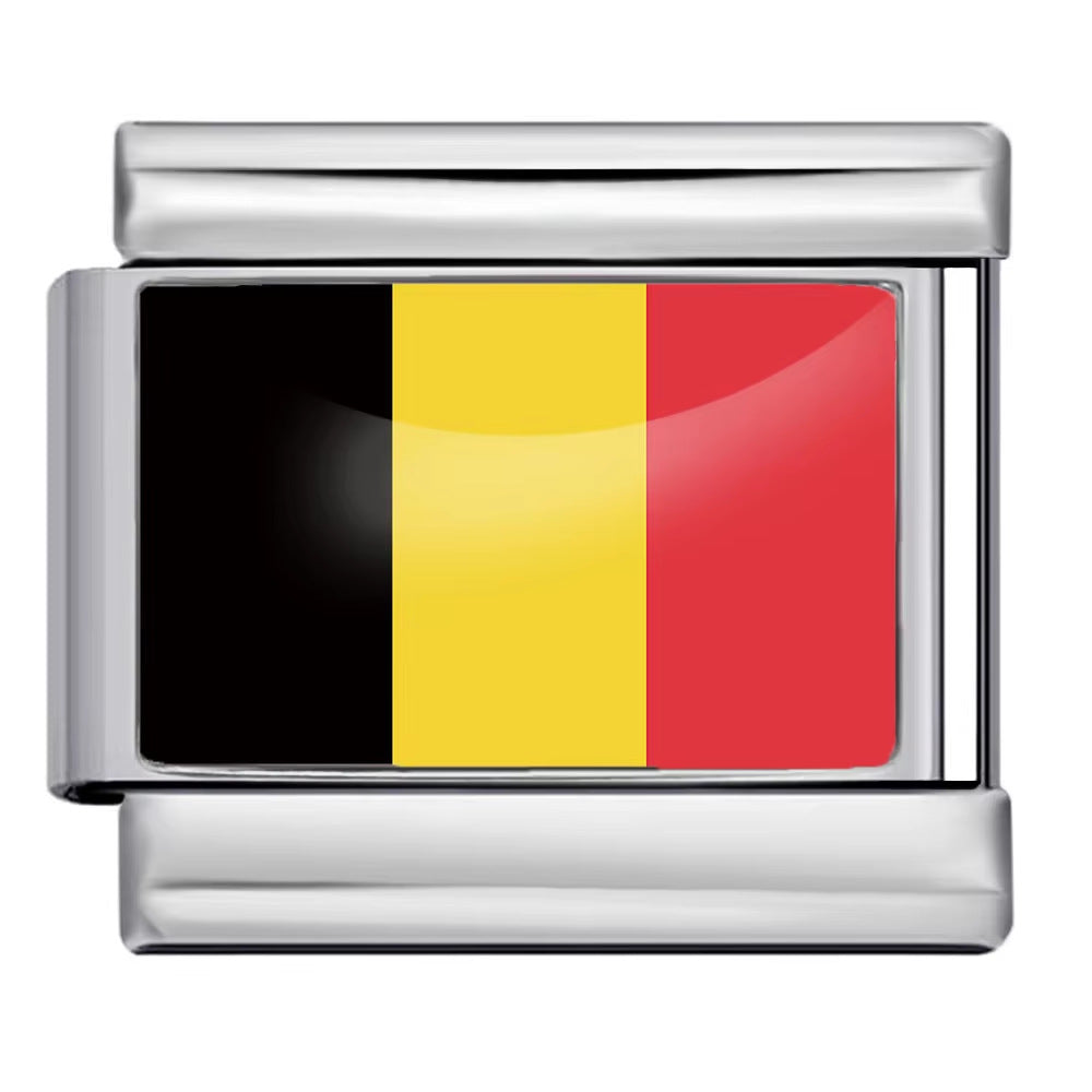 Hot-selling new world flag photo epoxy series stainless steel diy italian module bracelet accessories wholesale