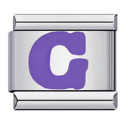 New arrival stainless steel purple english letter diy italian module bracelet italiancharmbracelet
