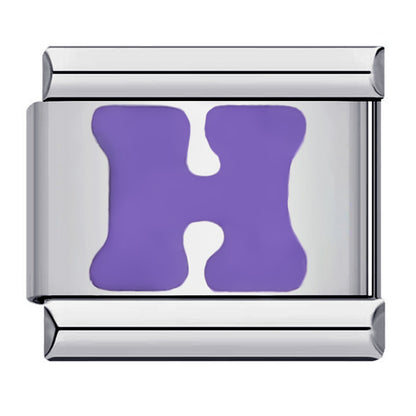 New arrival stainless steel purple english letter diy italian module bracelet italiancharmbracelet