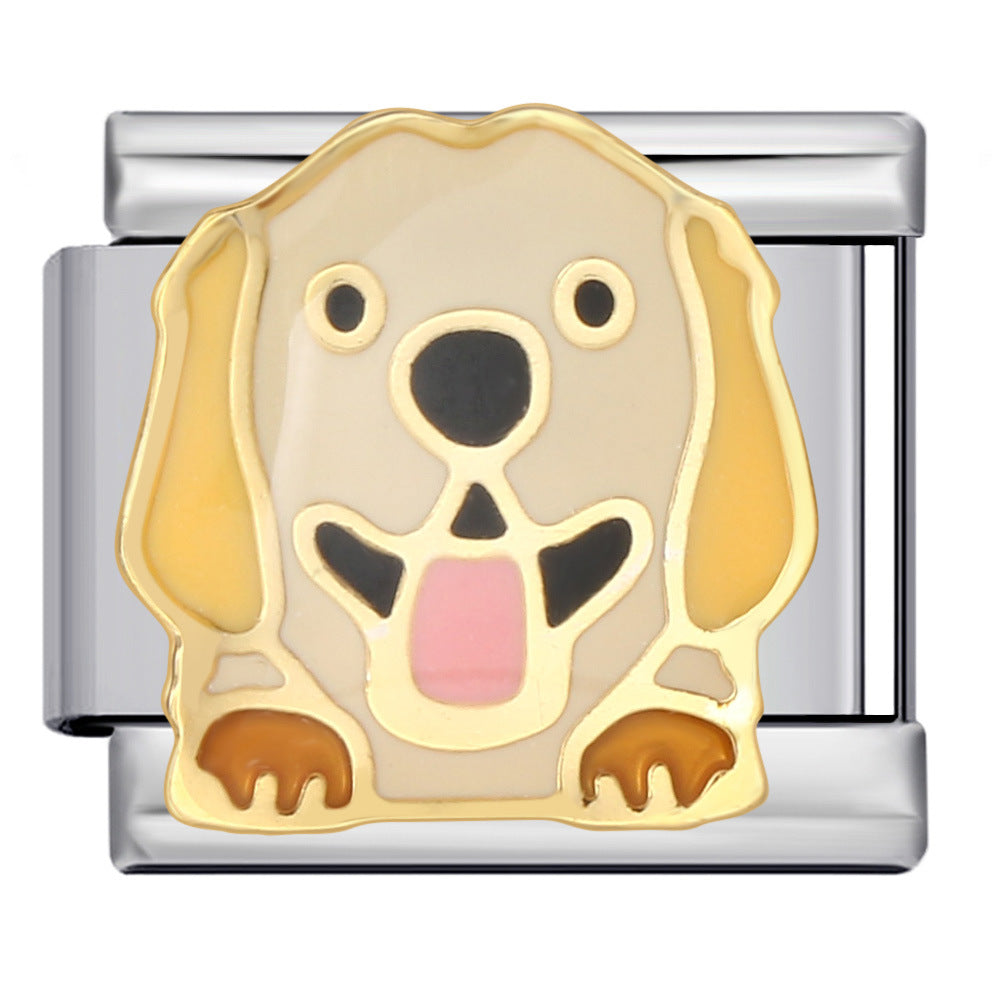 Pet Dog Italian Charm Gold Silver Enamel Stainless Steel