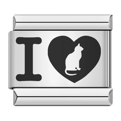 Cross-border hot-selling laser engraving heart-shaped series, stainless steel handmade DIY Italian module bracelet wholesale
