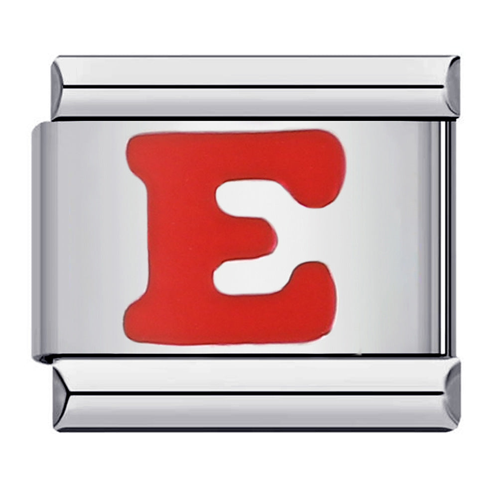 New arrival red english letter diy italian module stainless steel bracelet italiancharmbracelet