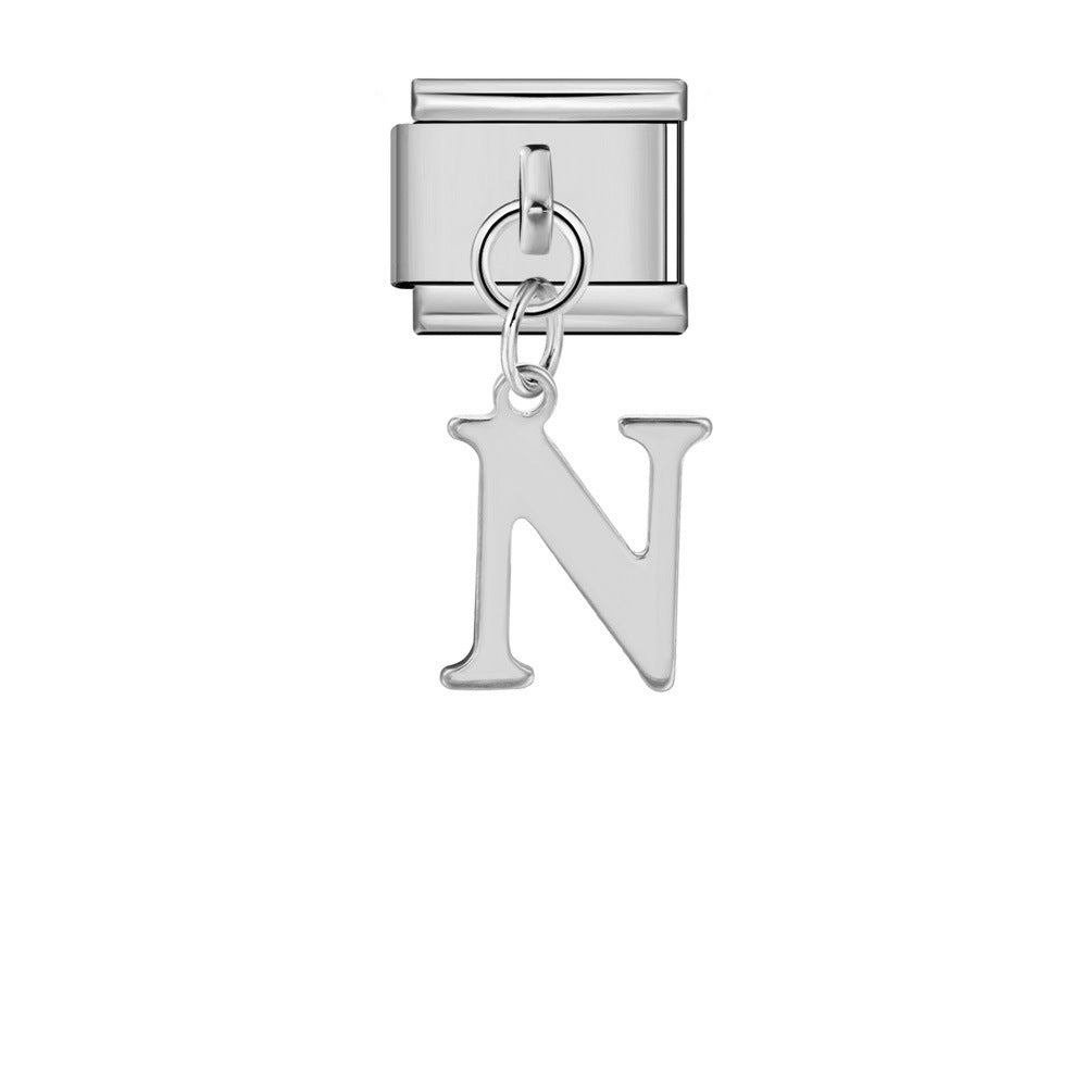 Silver minimalist letter Italian module bracelet, stainless steel handmade DIY hook elastic splicing bracelet accessories