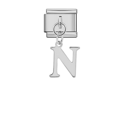 Silver minimalist letter Italian module bracelet, stainless steel handmade DIY hook elastic splicing bracelet accessories