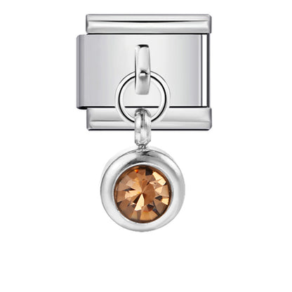 Colorful birthstone gold and silver base round pendant italian module stainless steel hook fashionable versatile bracelet