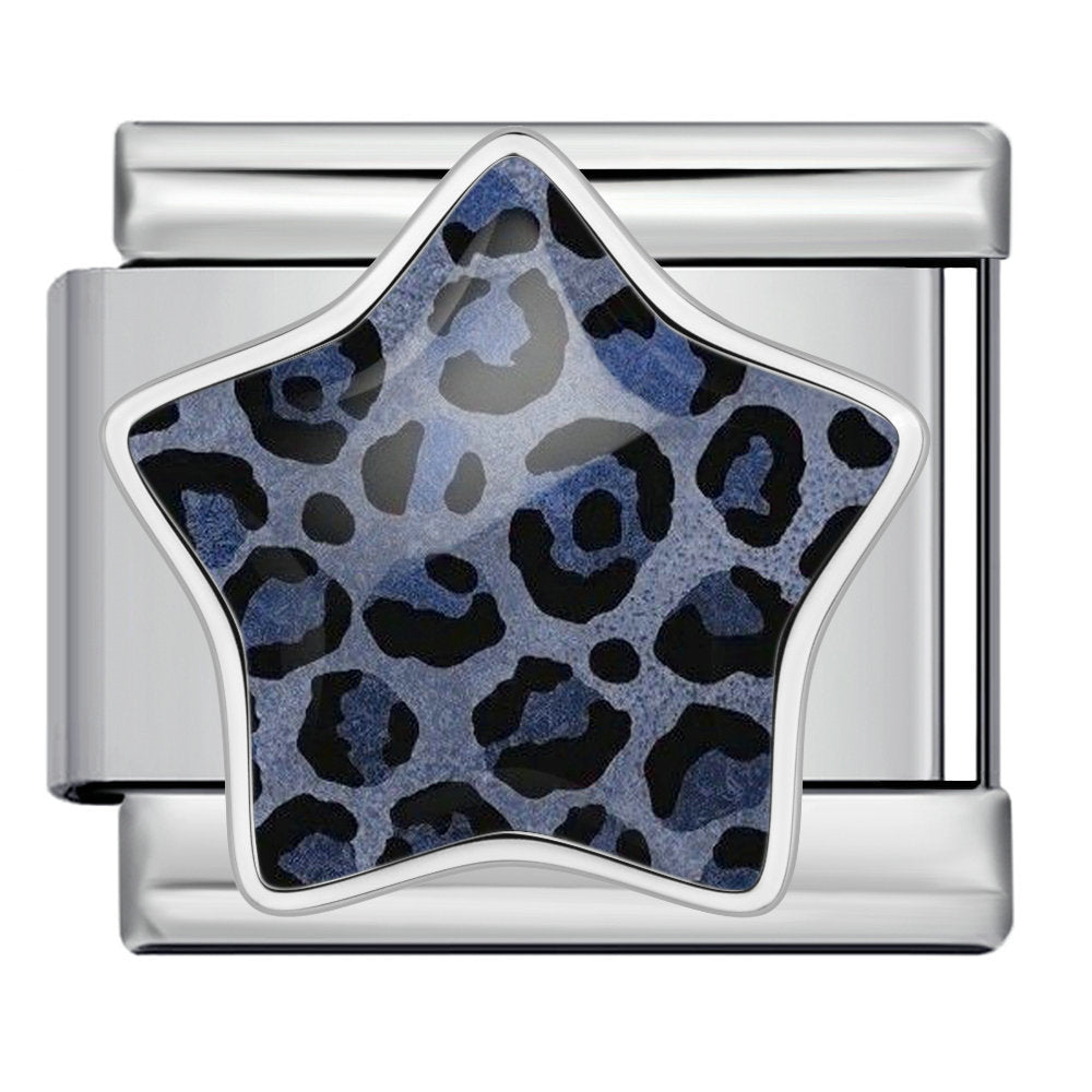 Leopard print star italian module bracelet - stainless steel diy detachable stretch bracelet gift