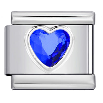Heart Micro Paved Color Stone Italian Charm Stainless Steel