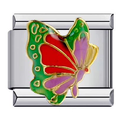 Color butterfly Italian module bracelet, welding pattern drip DIY bracelet Italian charm
