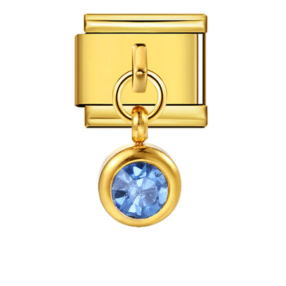 Colorful birthstone gold and silver base round pendant italian module stainless steel hook fashionable versatile bracelet