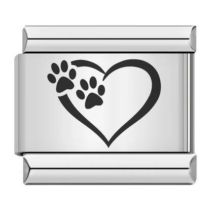Laser Engraved Cat Paw Dog Stainless Steel Italian Charm Links