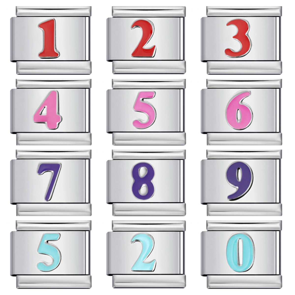 New concave colorful arabic numerals series italian module bracelet diy elastic accessories wholesale